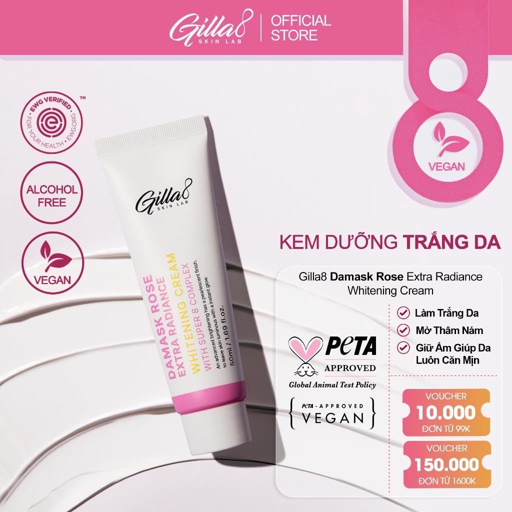 Kem Dưỡng Trắng Da Hoa Hồng Gilla8 Damask Rose Extra Radiance Whitening Cream