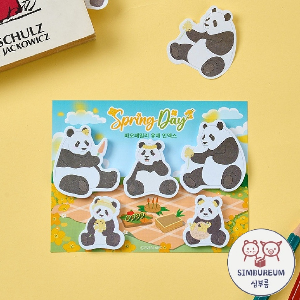 [Everland] Korea Panda Bao Family Spring Day Canola Flower Index Sticky Notes / Tab Index