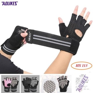 Găng tay nửa ngón tập gym có cuốn cổ Aolikes AL113 Găng tay Gym Yoga Găng tay Bao Tay Chống Trơn