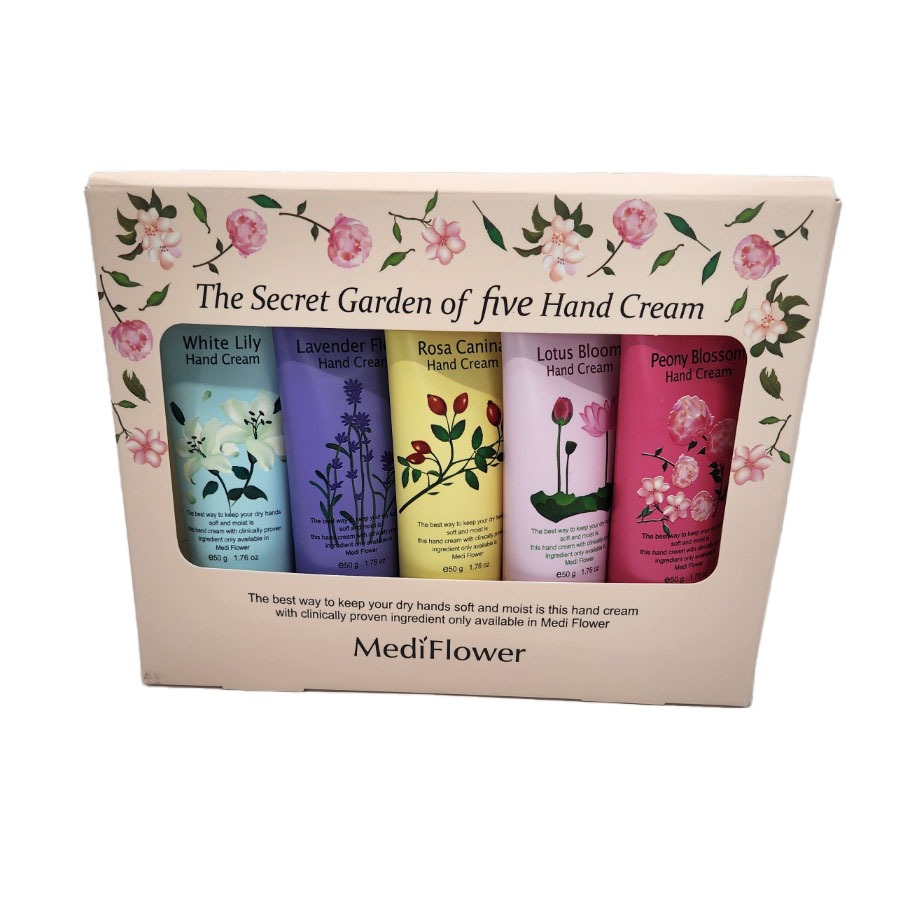 [Mediflower] The Secret Garden of Five Hand Cream Set 50g x 5, Bộ kem dưỡng da tay The Secret Garden