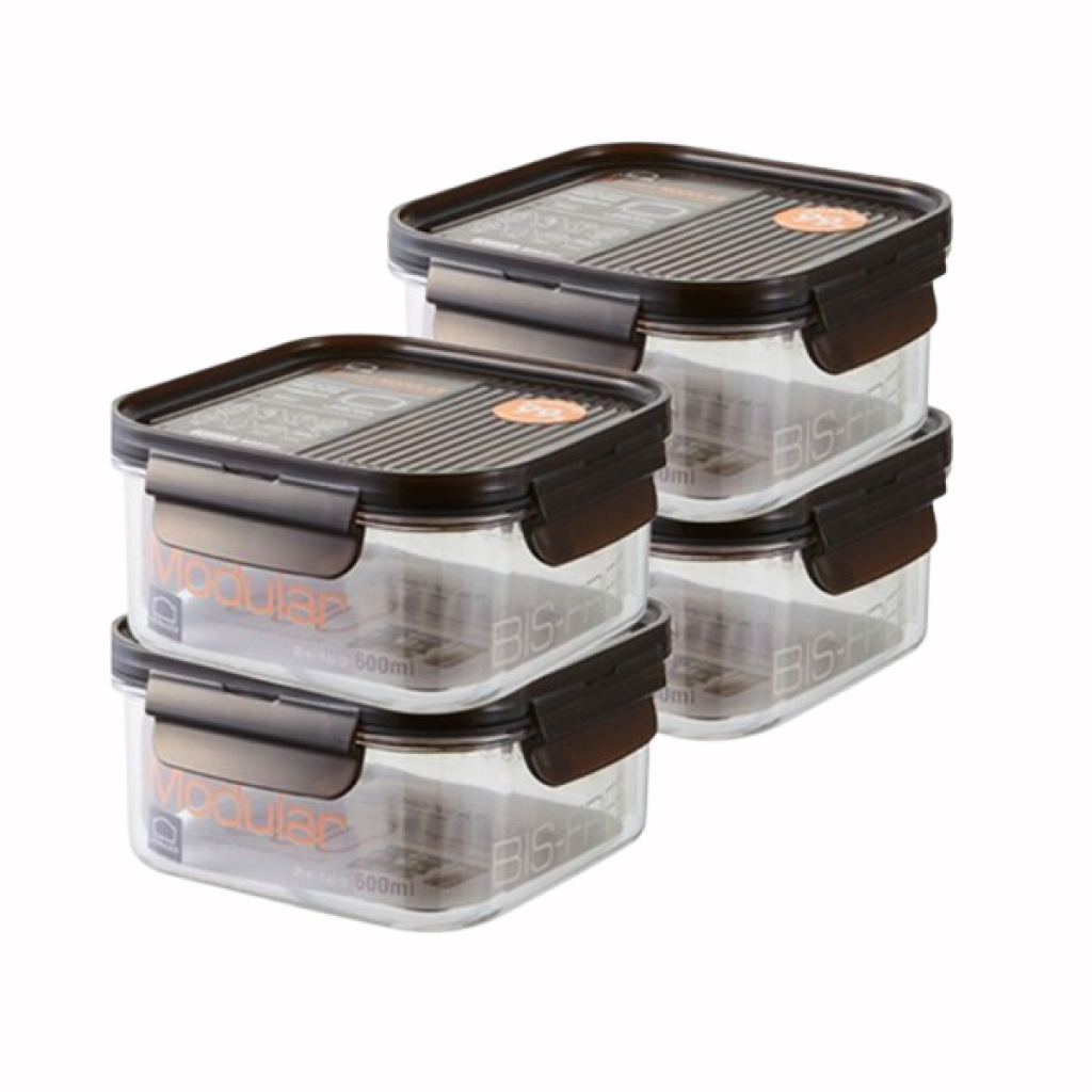 [Locknlock] Bisfree Modular Square 600 ml, 4 miếng, 1 bộ