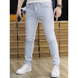 Quần jean nam màu xanh nhạt, jean thun co giãn  form ôm DAI056