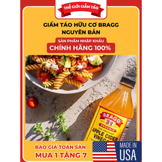 Giấm Táo Hữu Cơ Bragg có Giấm Cái, Không Lọc chai nhỏ 473ml