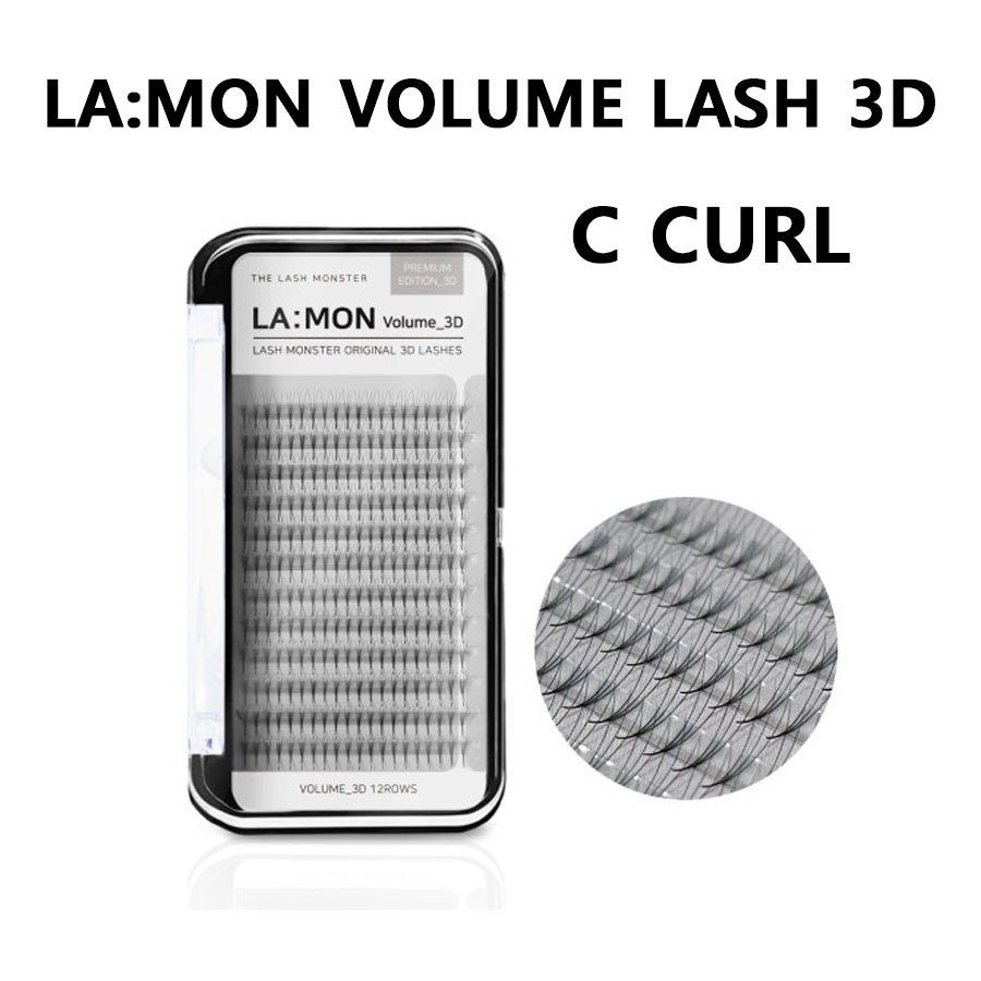 [La: MON] Volume Lash 3D [C Curl] / Lash Monster / Self / Russian Volume / 3 sợi / Lông mi chân gà /