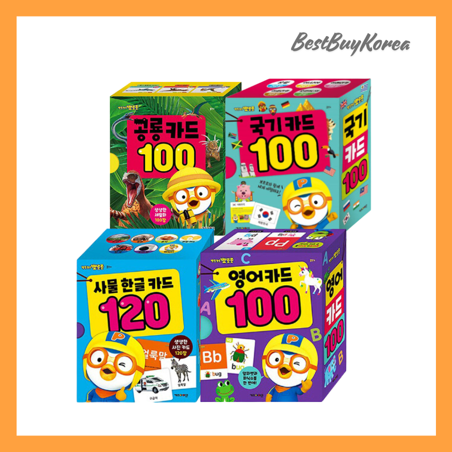 Bộ thẻ Pororo Flashcard Tiếng Hàn/ Tiếng Anh, Khủng long, Phương tiện giao thông