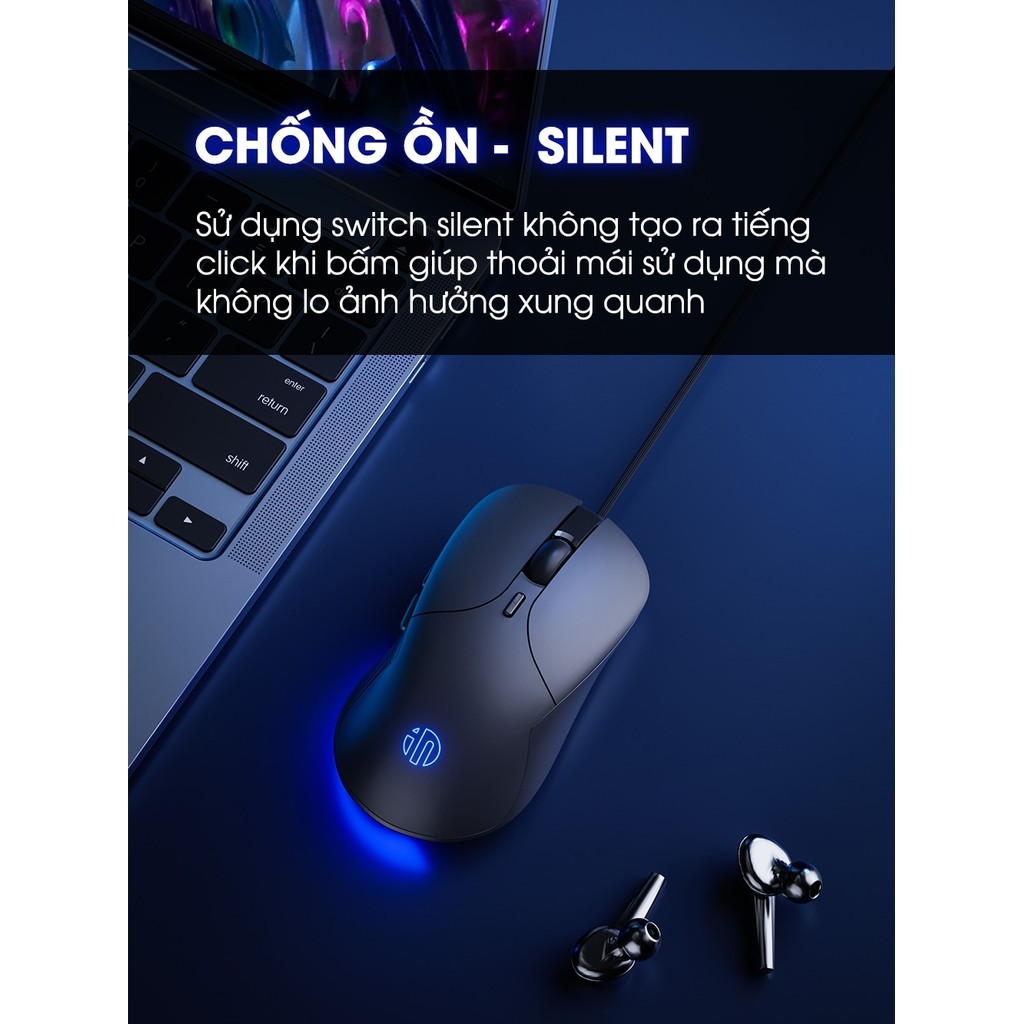 Chuột máy tính có dây TEKKIN B2 gaming silent tắt âm 6 nút bấm 8800 DPI có app | BigBuy360 - bigbuy360.vn