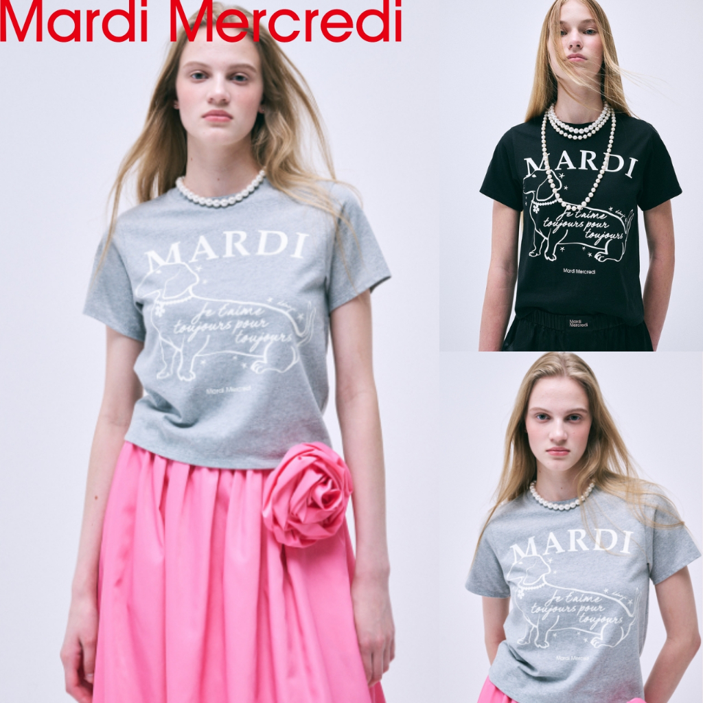 [Mardi MERCREDI] ÁO THUN SLIM SWING THE TAIL DDANJI FLOWER CHOKER _ 2COLOR / SẢN PHẨM KR CHÍNH HÃNG 