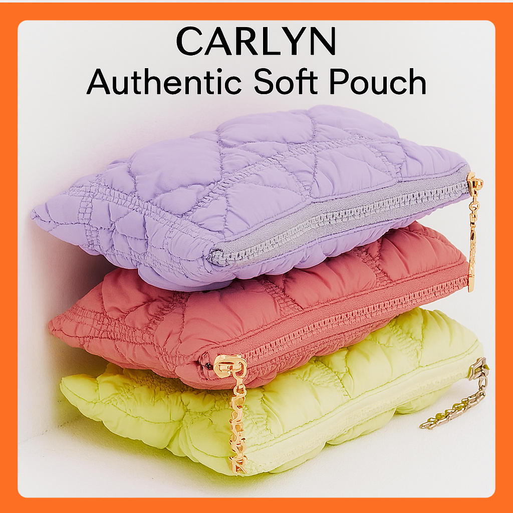 [CARLYN] Túi Quilted Mềm / 10 Màu / Túi Dây Kéo Nylon