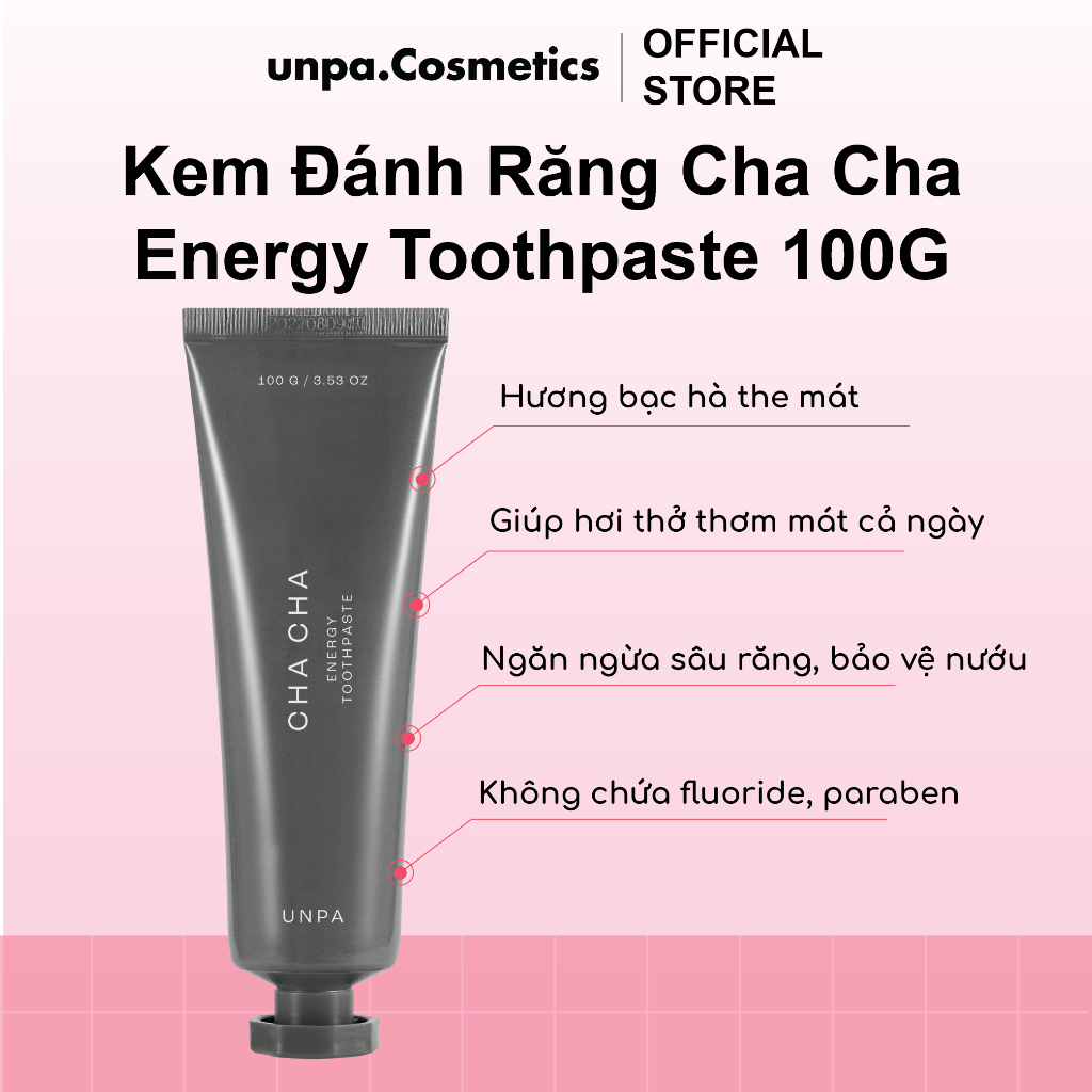 [UNPA OFFICIAL] Kem đánh răng bảo vệ nướu cho răng nhạy cảm UNPA Cha Cha Energy Toothpaste 100g