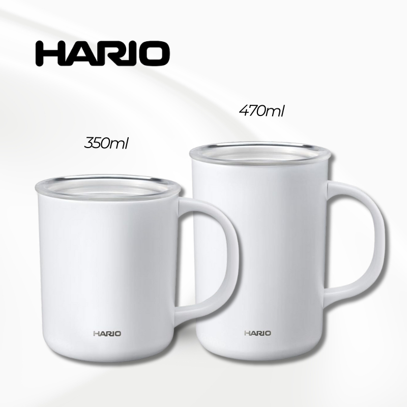 HARIO 470ml Ceramic-Coated Vacuum Insulated Travel Mug with Lid – Double Wall – White (CMG-470-W)