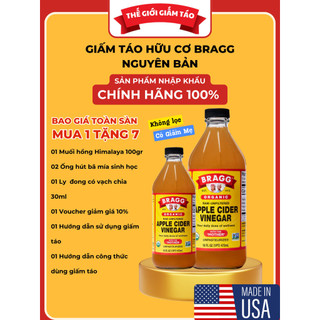 Giấm Táo Hữu Cơ Bragg có Giấm Mẹ, Không Lọc 473ml/946ml