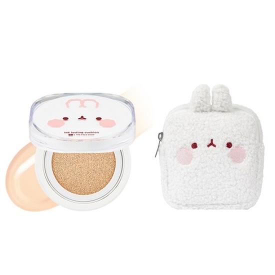 The FACE SHOP Ink Lasting Cushion Slimfit New & MOLANG MOLANG Pouch Set 2items [THE FACE SHOP X MOLA