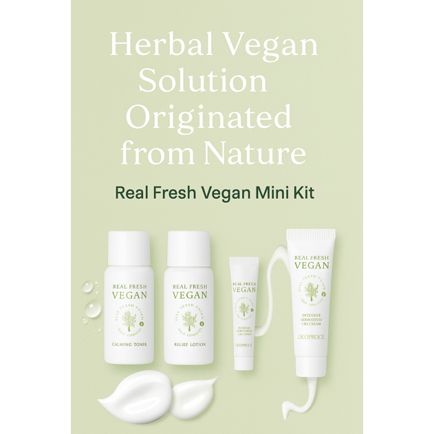 DEOPROCE Real Fresh Vegan Travel Cosmetic, Skincare Mini Kit