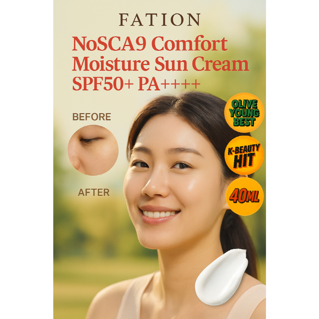[FATION] Kem chống nắng dưỡng ẩm thoải mái NoSCA9 SPF50 + PA + + + + 40ml | K-Beauty