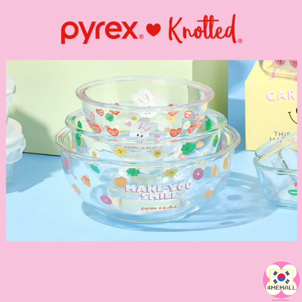 [Pyrex × Thắt nút] của Corelle Brands Bát trộn thủy tinh 880ml 1.4L 2.4L Quà tặng Dụng cụ làm bánh B
