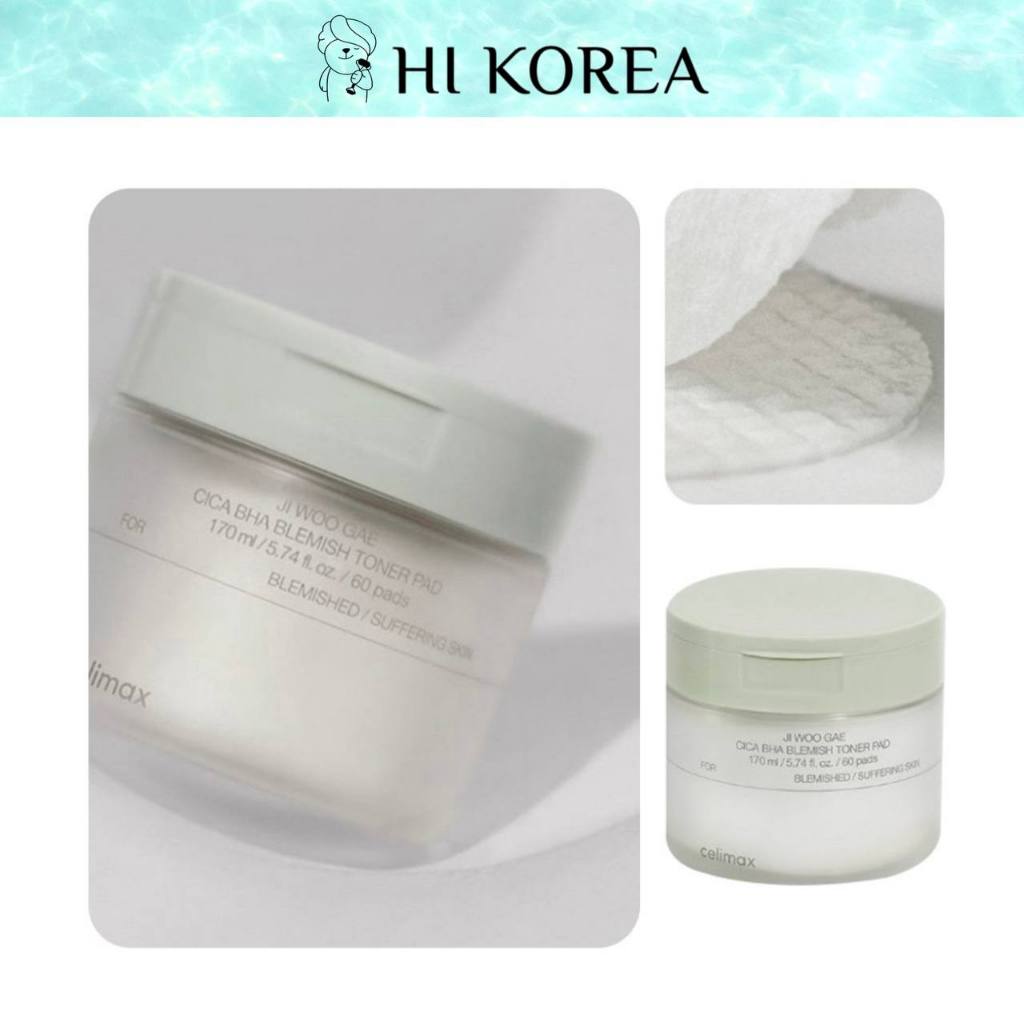 [CELIMAX] JIWOOGAE Cica BHA Blemish Toner Pad 170ml(60Pads)
