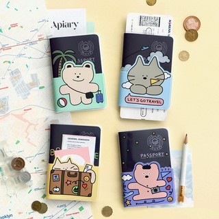 Doodle Clear PVC Passport Holder Cover Ví du lịch Văn phòng phẩm Hàn Quốc dễ thương