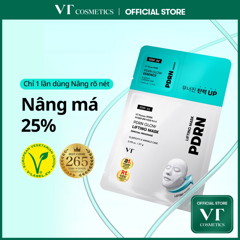 [VT] Mặt nạ nâng PDRN Glow Mặt nạ PDRN thuần chay Làm sáng & chăm sóc nếp nhăn <Flagship chính thức>