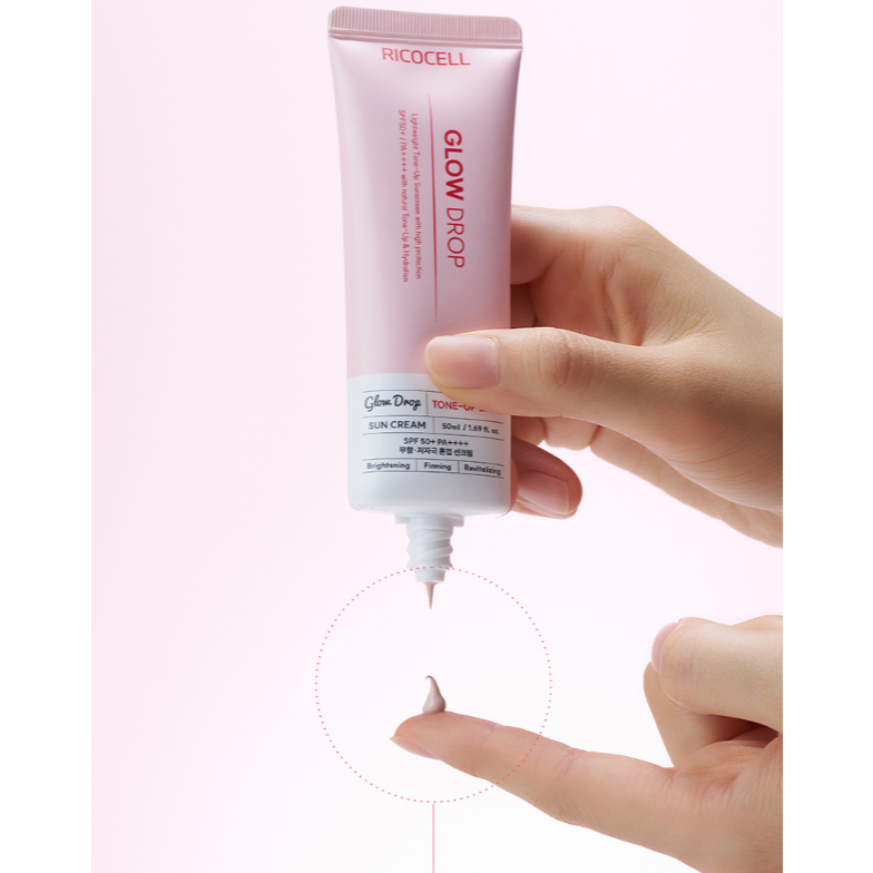[Ricocell] Kem chống nắng Glow Drop Tone-Up Base 50ml kèm FREEBIES