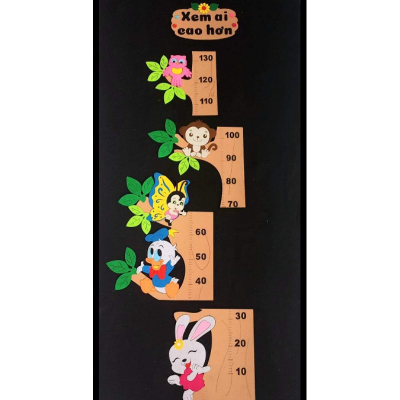 Thước đo chiều cao bìa carton steam tranh góc mầm non