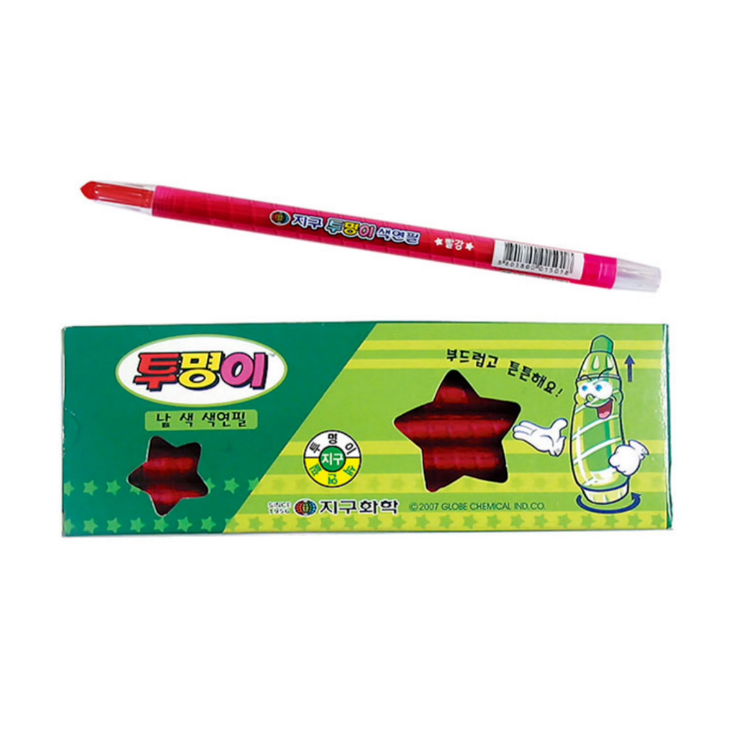 [Jigu Hwahak] Bút chì màu đỏ “Toomyeong-i ” – Loại mài (1 Dozen)