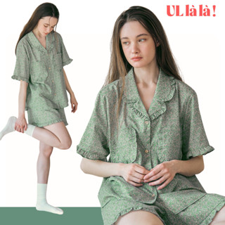 [MALL CHÍNH HÃNG] [BASIC-LINE] (B25220WPSSN) ULLALA PAJAMAS Plisse Set bộ đồ ngủ mặc nhà nữ tay ngắn