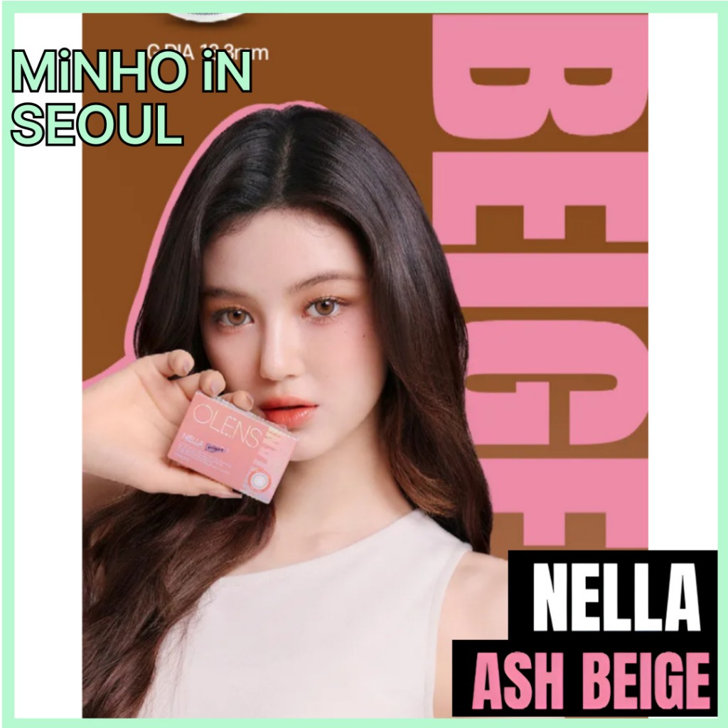 OLENS Nella Ash Beige Hàng tháng – 1 màu | Ống kính tiếp xúc màu 13,3mm hàng tháng K-Beauty 2p 1 hộp