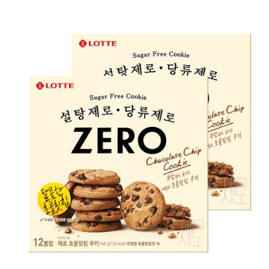 Bánh Kẹo Lotte Zero Chocolate Chip Cookie 12p, 168g, 2p