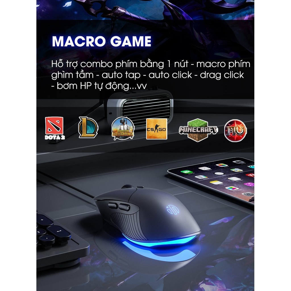 Chuột máy tính có dây TEKKIN B2 gaming silent tắt âm 6 nút bấm 8800 DPI có app | BigBuy360 - bigbuy360.vn