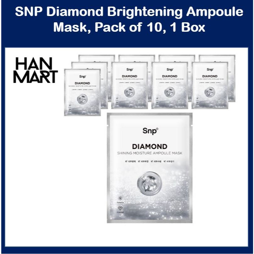 [SNP] Mặt nạ Ampoule làm sáng kim cương, Gói 10, 1 hộp) [Gói mặt nạ Hàn Quốc]