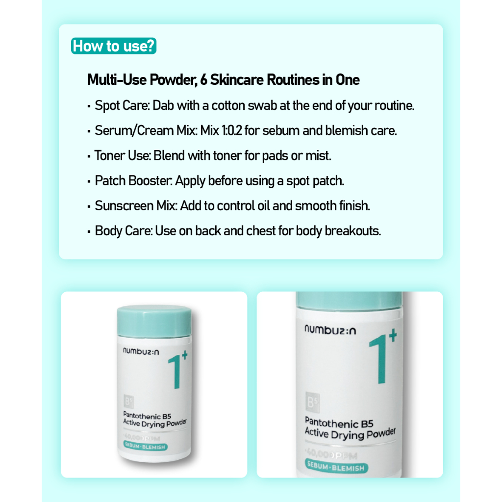 Bột sấy hoạt tính NUMBUZIN số 1 7g | Numbuzin No.1 Pantothenic B5 Active Powder