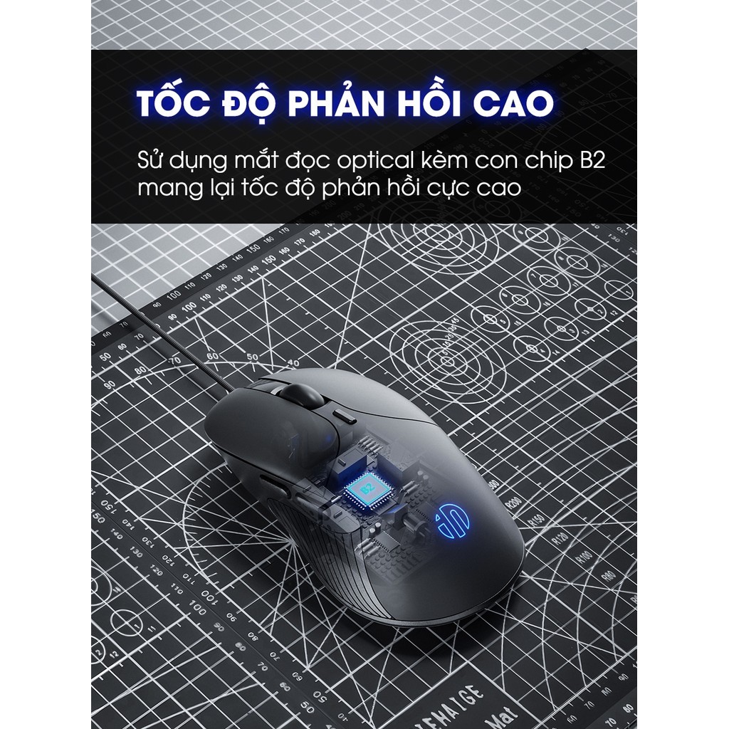 Chuột máy tính có dây TEKKIN B2 gaming silent tắt âm 6 nút bấm 8800 DPI có app | BigBuy360 - bigbuy360.vn