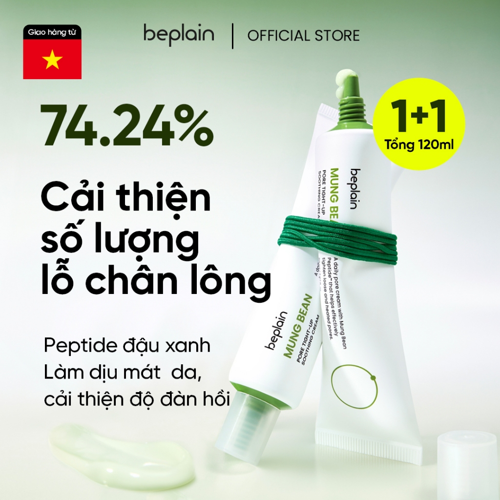 [Beplain Chính Hãng] Kem Dưỡng BEPLAIN chiết xuất Petide Đậu Xanh, ngừa dấu hiệu lão hoá, giảm tình trạng lỗ chân lông chảy xệ 60ML | BigBuy360 - bigbuy360.vn