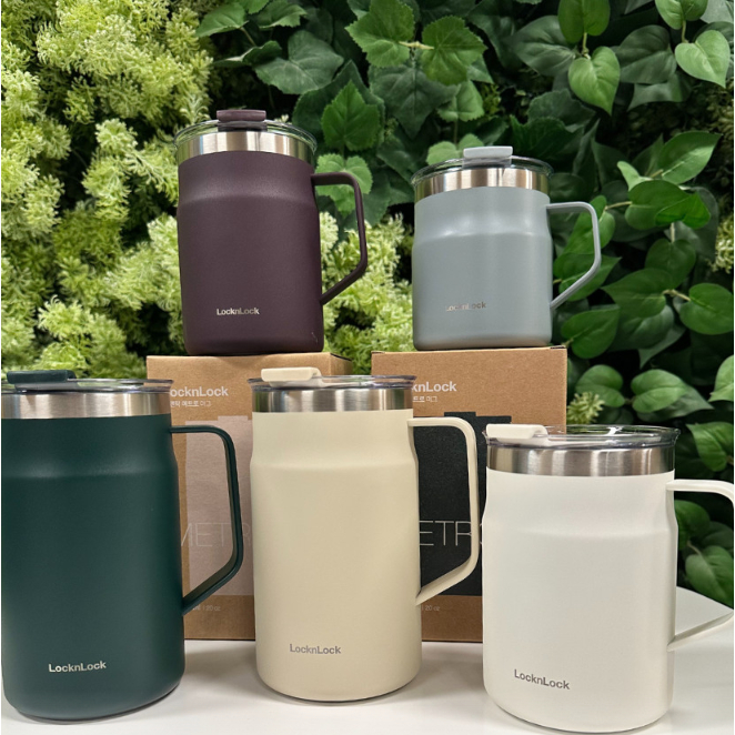 Lock & Lock Tumbler Khắc Custom Made Metro Mug 600ml Tay cầm dung tích lớn Nắp cốc cách nhiệt