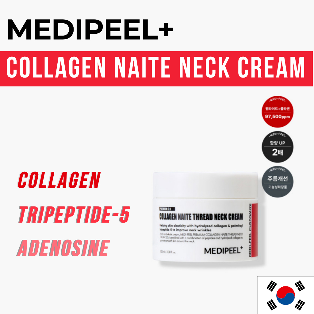 🇰🇷 Kem Cổ MEDIPEEL 100ml NAITE THREAD Collagen Tripeptide Adenosine Kem Chống Nhăn Qua Đêm