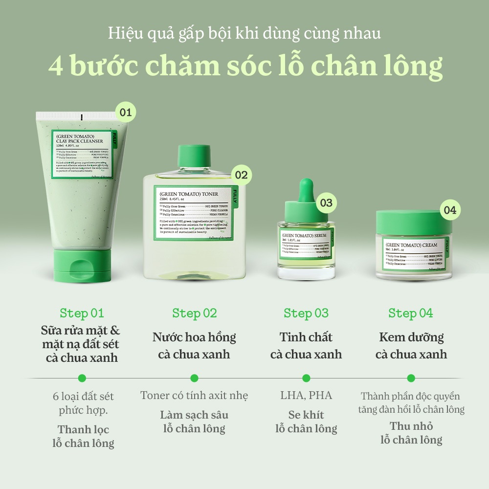 [FULLY Chính hãng] Sữa rửa mặt kiêm mặt nạ đất sét cà chua xanh 120ml | Pack Cleanser | Công thức 2 trong 1 | Cải thiện 77% bụi bẩn trong lỗ chân lông | Độ pH thấp | Se khít lỗ chân lông | Kiềm dầu | BigBuy360 - bigbuy360.vn
