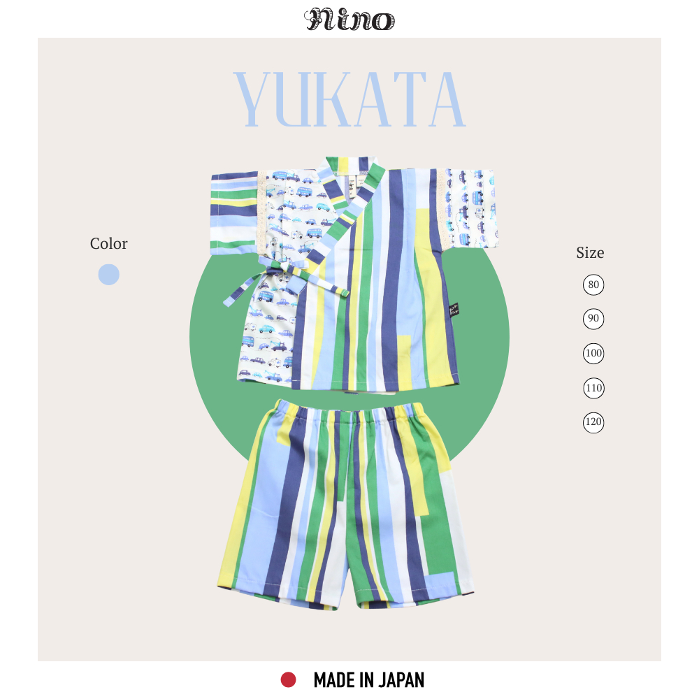 nino Bộ Jimbei Mùa Hè | Đồ Yukata Nhật Bản | Size 80–120cm | Màu Xanh Dương