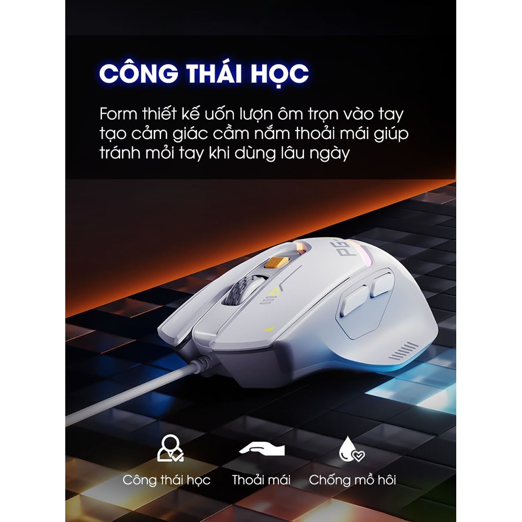 Chuột gaming có dây TEKKIN INPHIC PG1 led RGB 6 nút bấm 1000hz có app chơi game