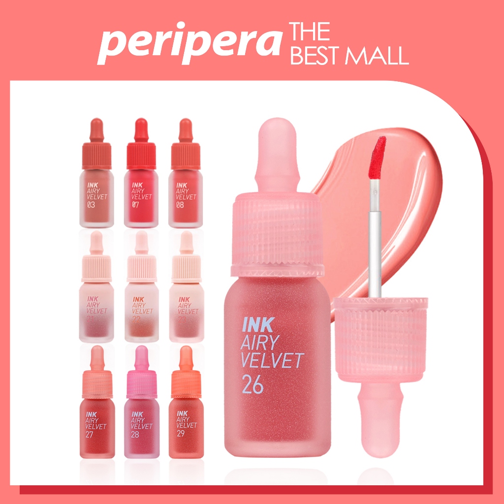 [PERIPERA] Son Kem Lì Ink Airy Velvet 4g Siêu Nhẹ Môi Mịn Lì Lên Màu Chuẩn
