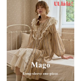 [MALL CHÍNH HÃNG] (24245WOLXN) ULLALA PYJAMAS Mago Váy ngủ mặc nhà tay dài mùa Thu Cotton Free Size