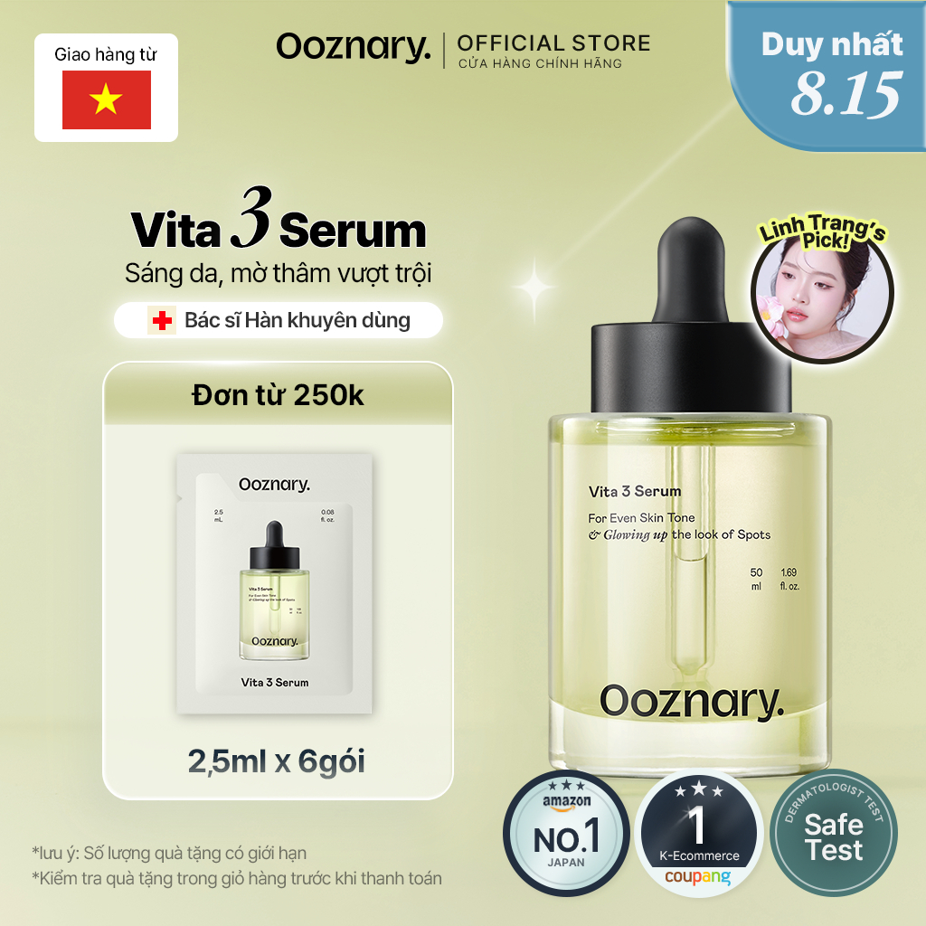 Ooznary Vita3 Serum giúp sáng da mờ thâm, làm dịu da For Blemish Care 50ml