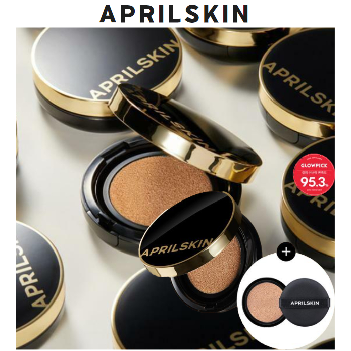 [April Skin] Magic Snow cushion (chính hãng + nạp lại) / SPF 50 + / PA + + / Đệm serum dưỡng ẩm, lâu