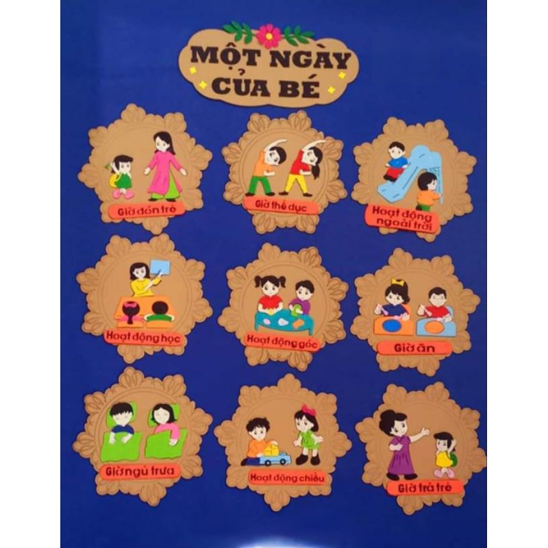 STEAM - Một ngày của bé bìa carton dầy dặn tranh góc mầm non