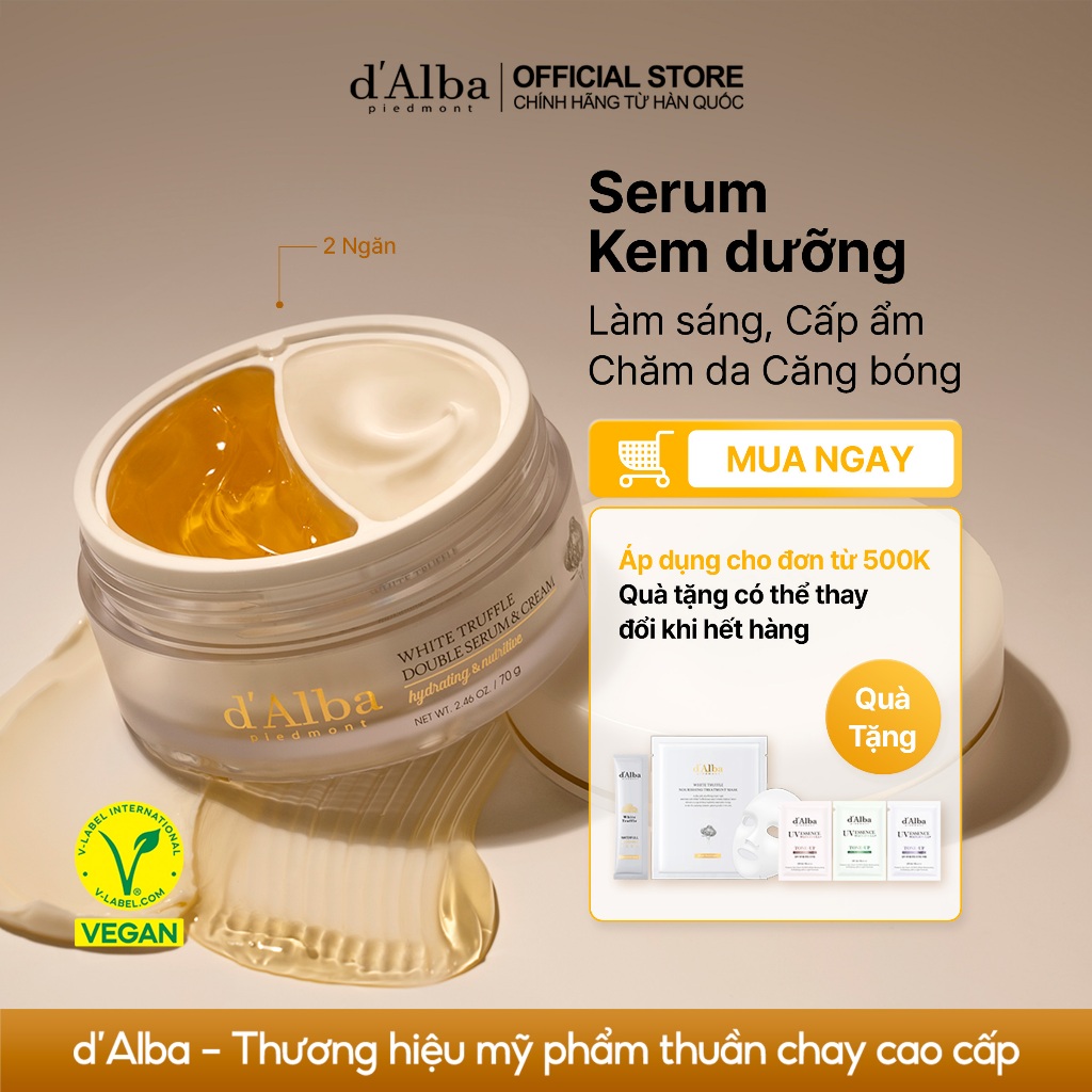 [d'Alba Official] Serum và kem dưỡng 2 ngăn nấm Truffle trắng d'Alba White Truffle Double Serum & Cream 70g