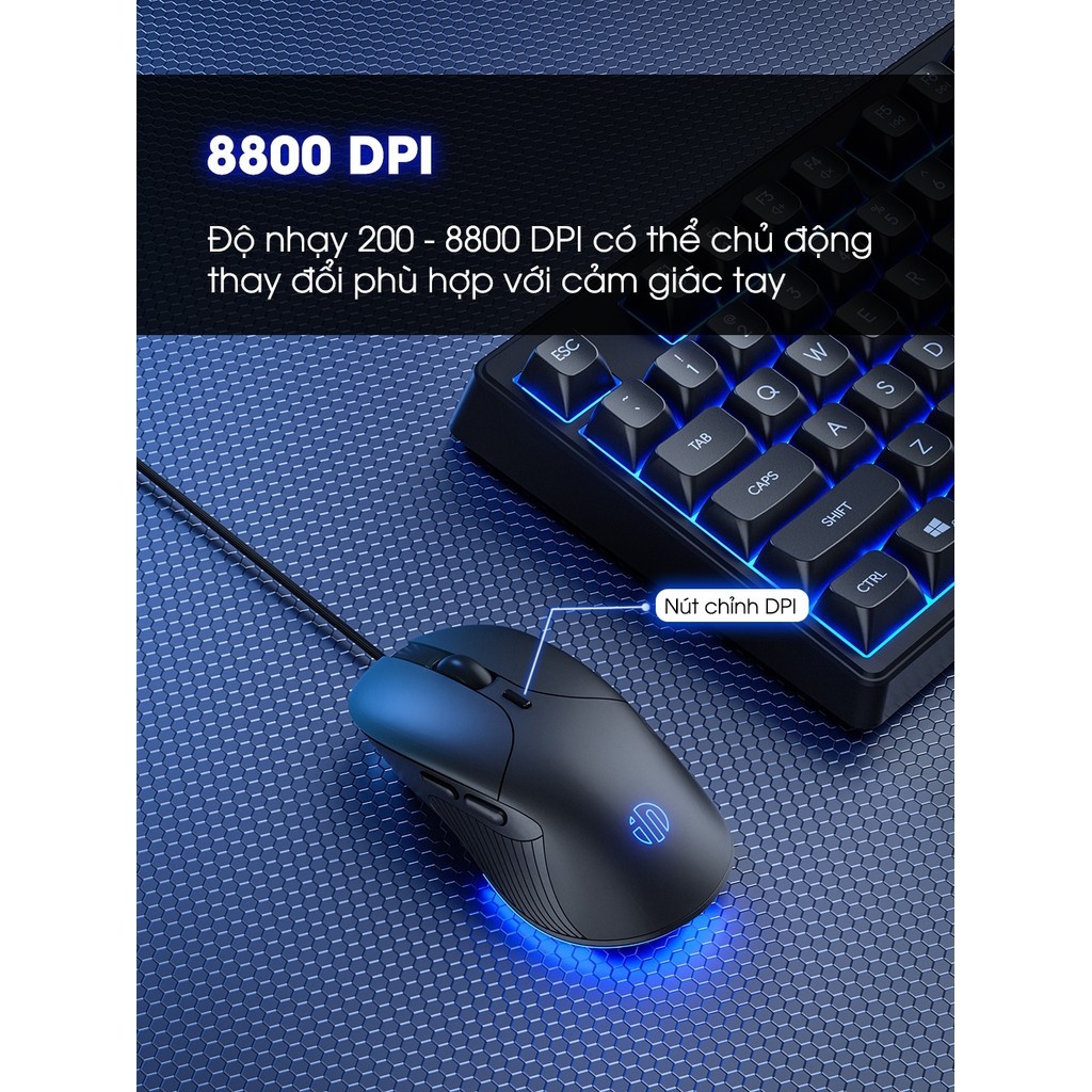 Chuột máy tính có dây TEKKIN B2 gaming silent tắt âm 6 nút bấm 8800 DPI có app | BigBuy360 - bigbuy360.vn