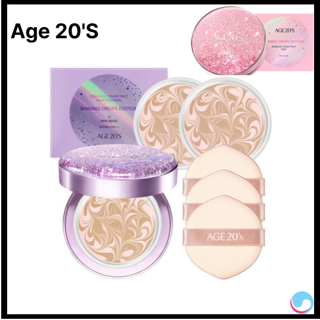 [Age20 's] Shining Drop Edition Original Essence Cover Pact Cushion Foundation+Refill 12.5g x 2p Set