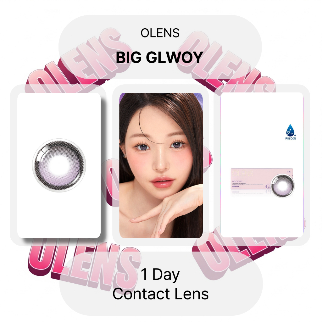 [OLENS] Ống kính tiếp xúc 1 ngày < BIG GLOWY > (Màu hoa oải hương) (13,6mm) (10P) (PUSCON) BÍCH GỜ-L
