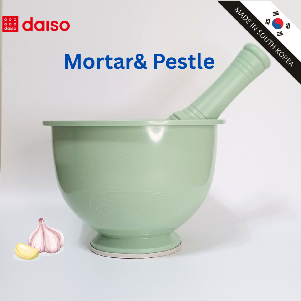Daiso Korea Mint color Mortar & Pestle, Máy Nghiền Tỏi, Dễ Cầm, Đế Chống Trơn Trượt Sản Xuất Tại Hàn