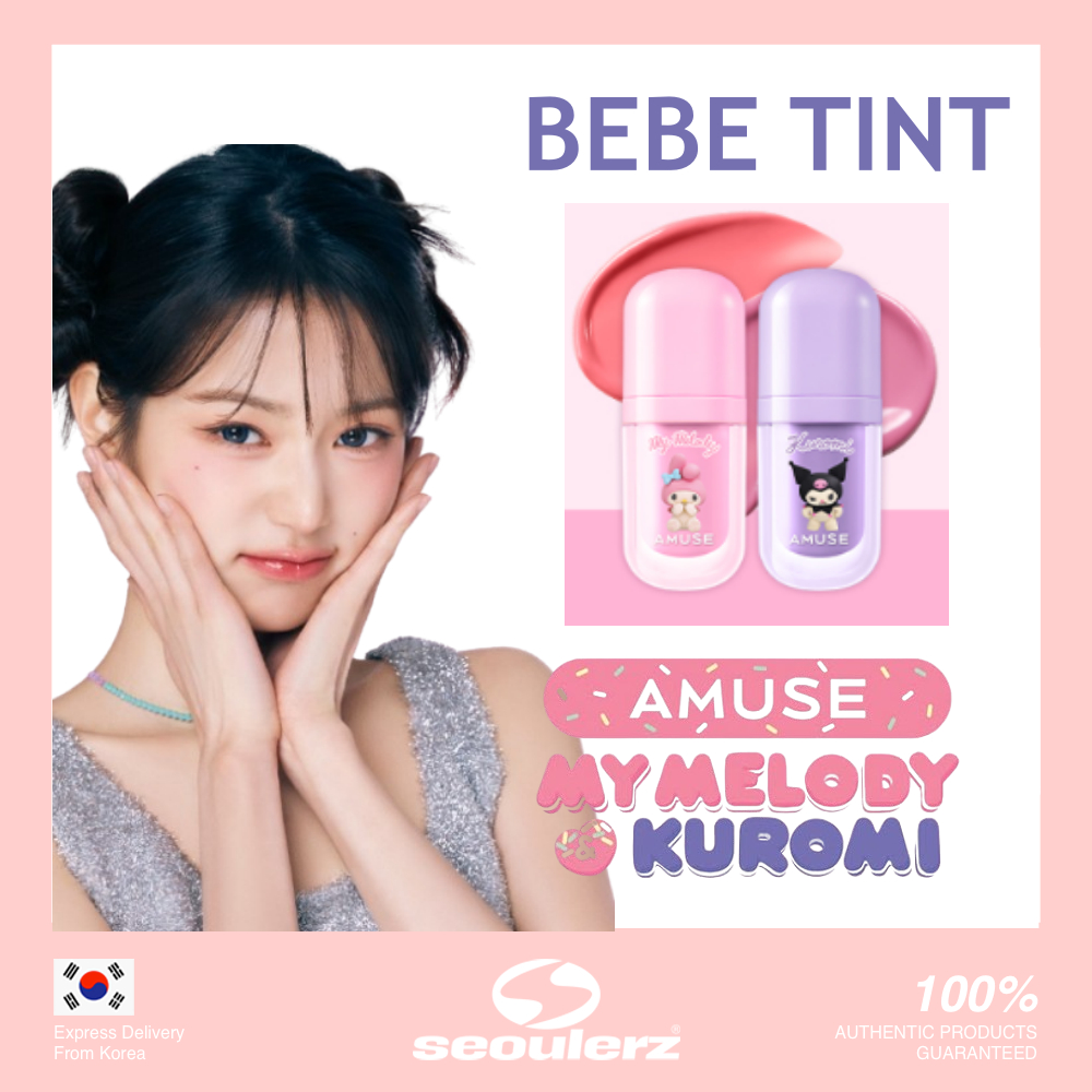 [AMUSE] <My Melody&Kuromi Sanrio > BEBE Tint + Mini Lip Brush+ Random Character Seal