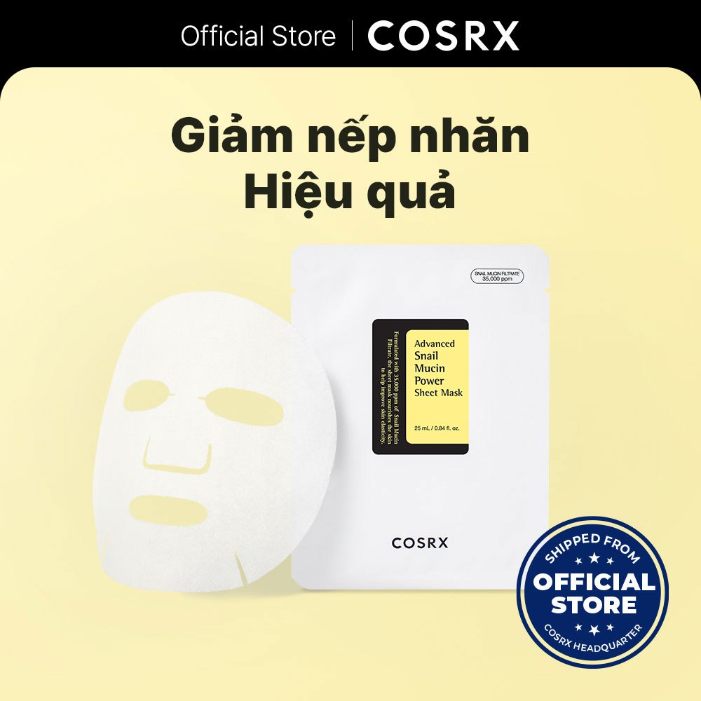  Mặt nạ giấy COSRX chiết xuất tinh chất từ dịch nhầy ốc sên dưỡng da cao cấp 25ml 